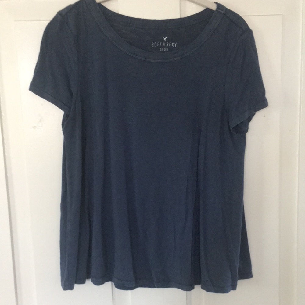 AEO Soft & Sexy Navy Blue Short Sleeve Top